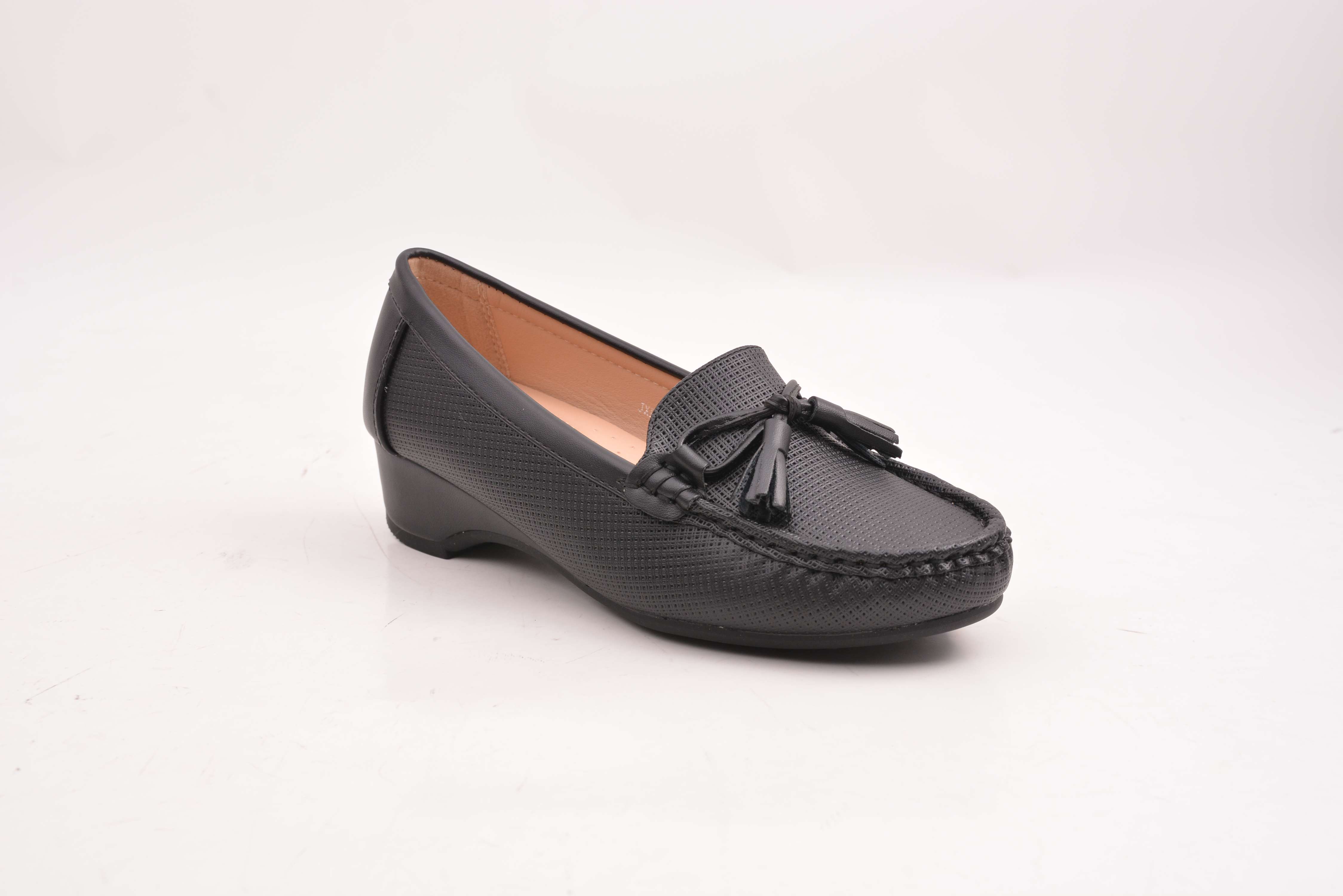 Elegant Textured Platform Wedge Loafers for Ladies.
