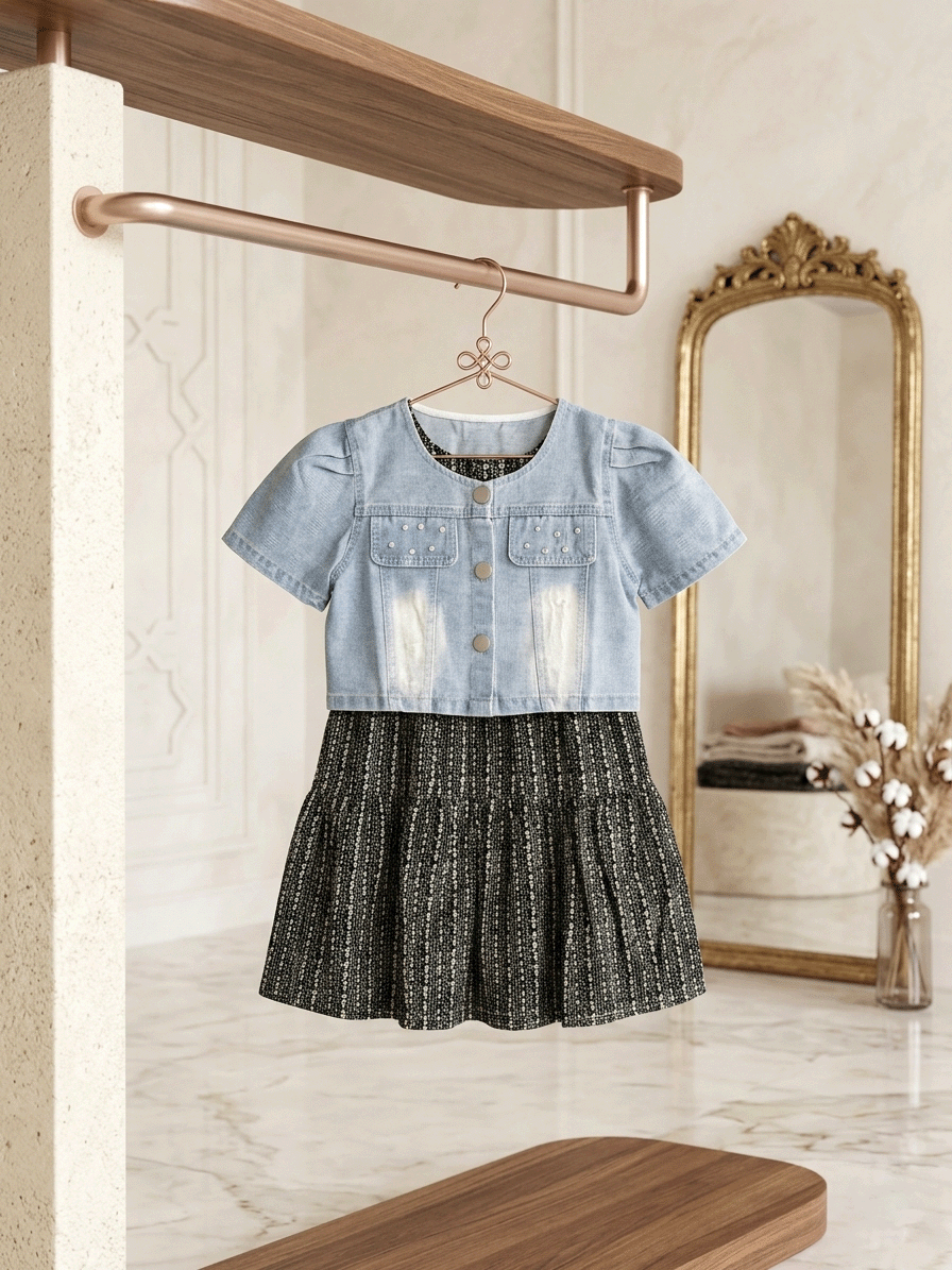 Exclusive Denim Double Set for Girls