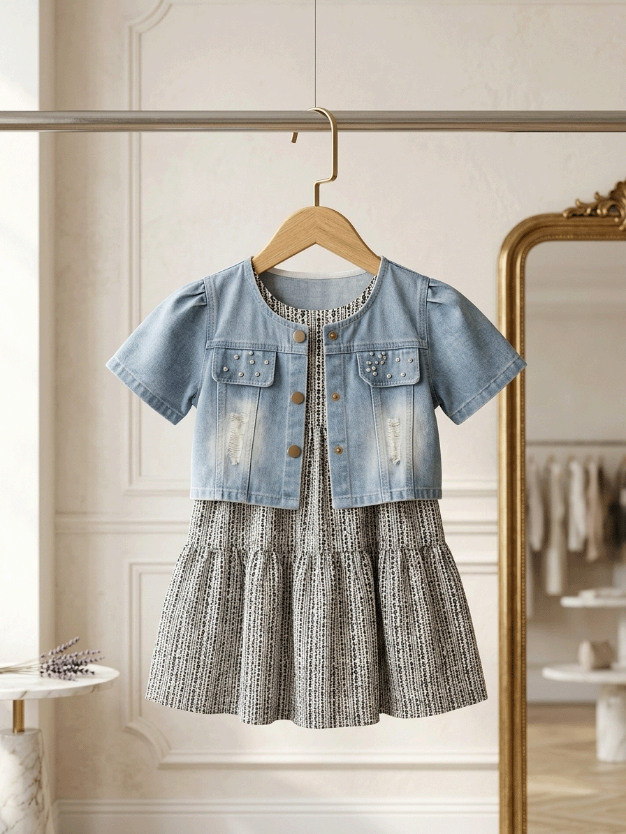 Exclusive Denim Double Set for Girls