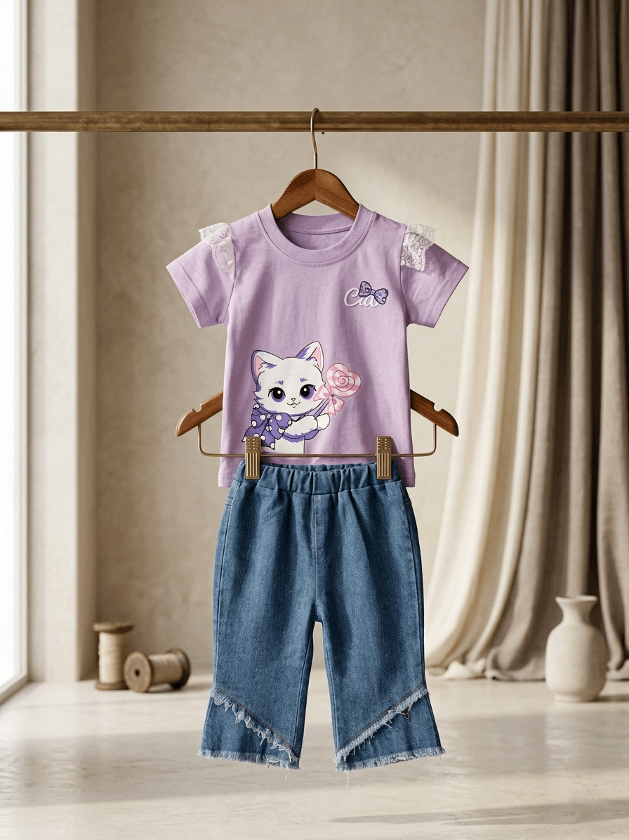 Exclusive Denim Double Set for Girls