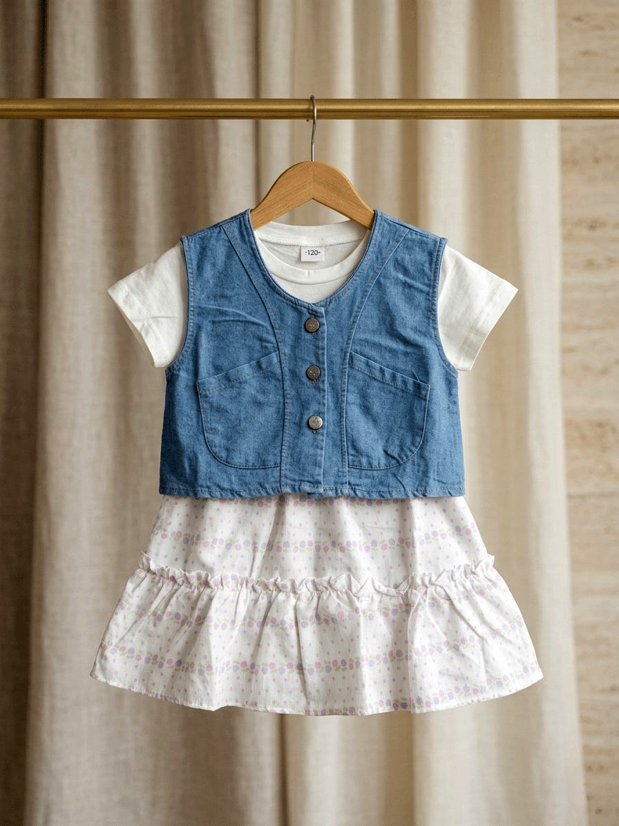 Exclusive Denim Double Set for Girls