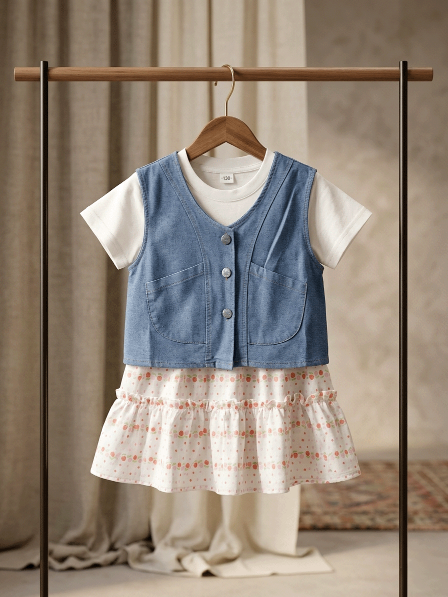 Exclusive Denim Double Set for Girls