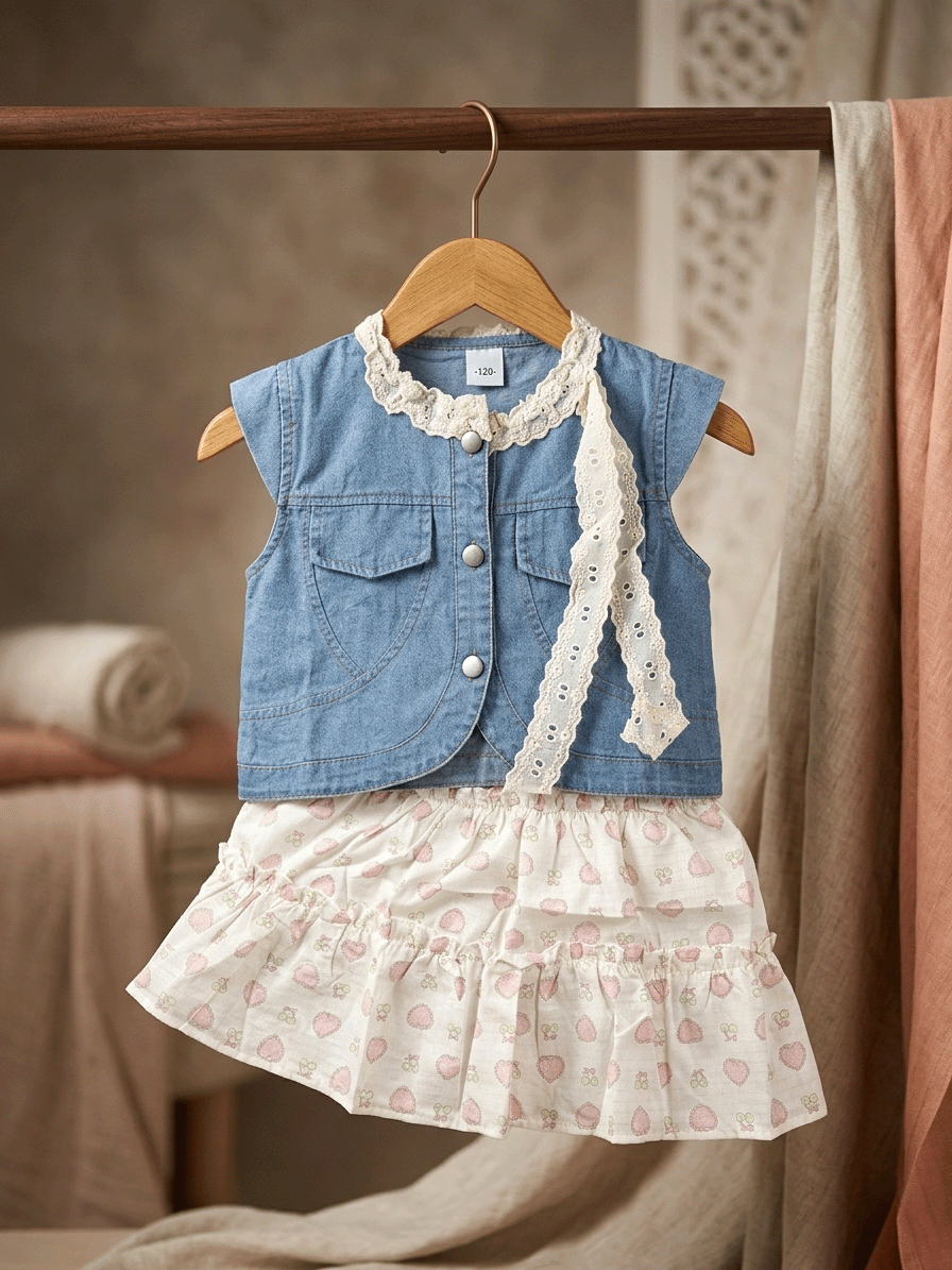 Exclusive Denim Double Set for Girls