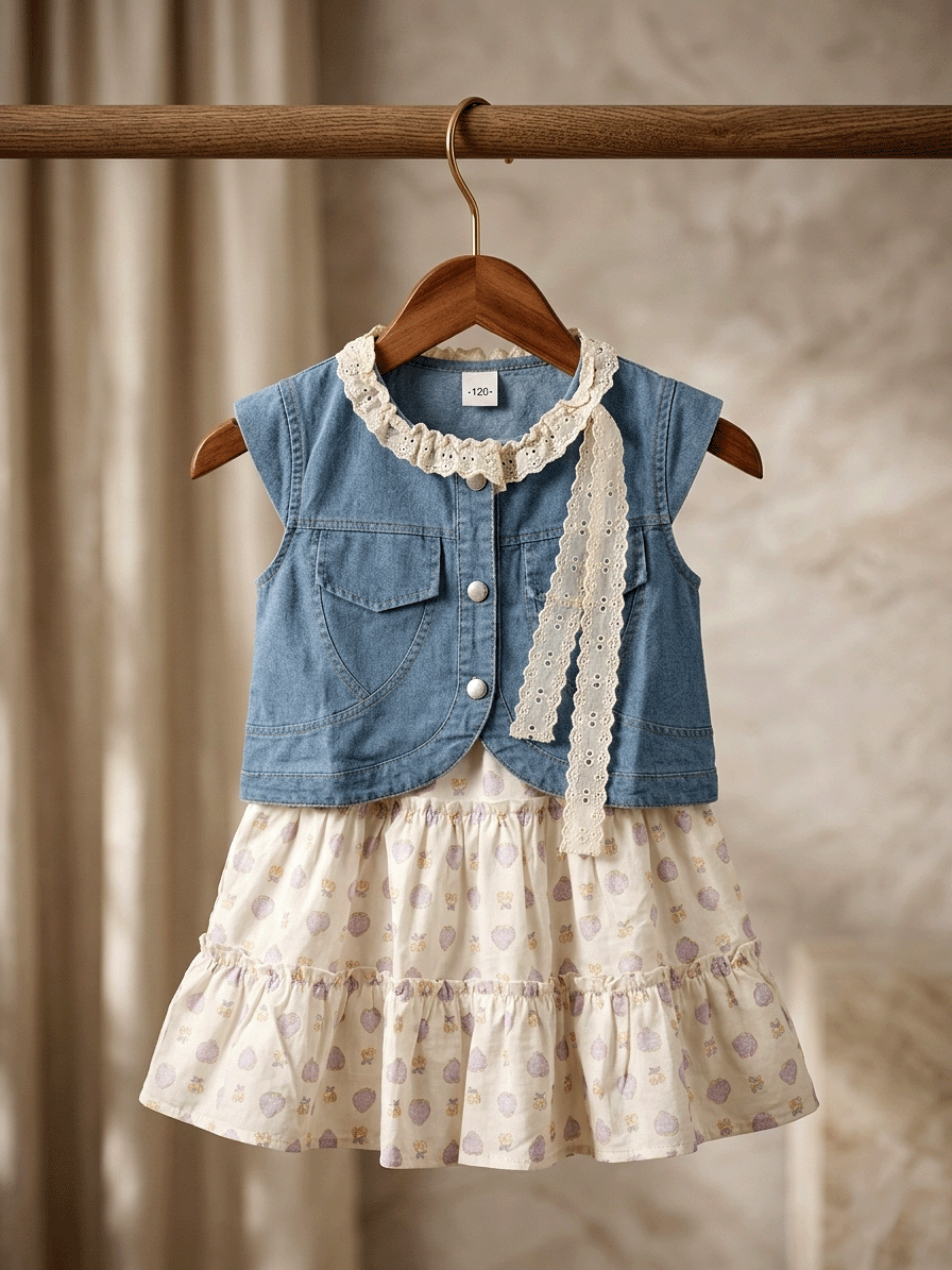 Exclusive Denim Double Set for Girls