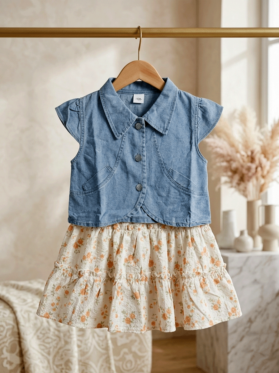 Exclusive Denim Double Set for Girls