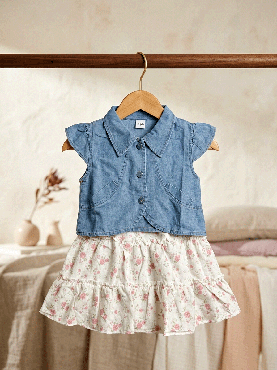 Exclusive Denim Double Set for Girls