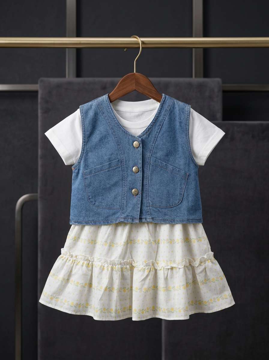 Exclusive Denim Double Set for Girls