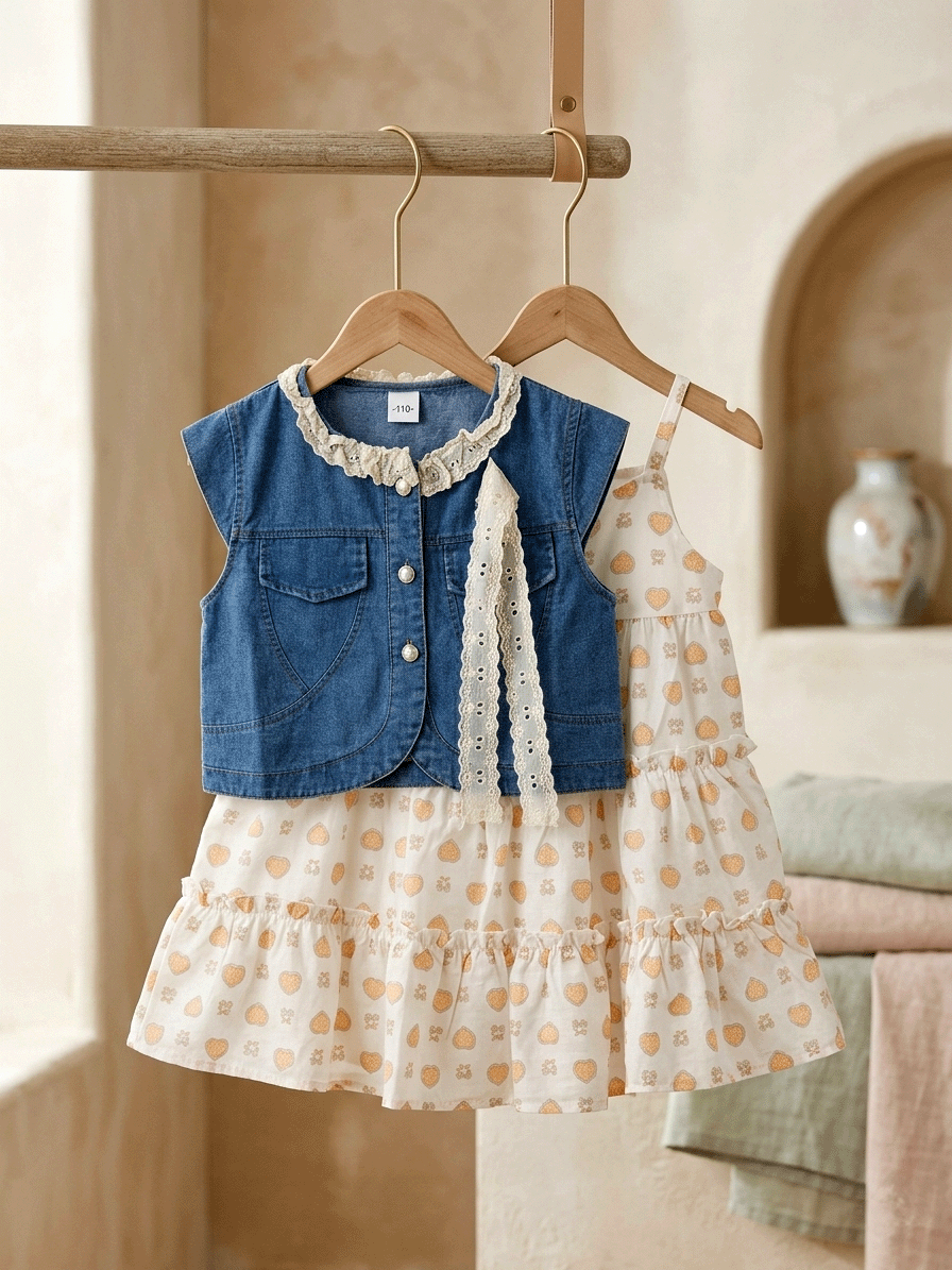 Exclusive Denim Double Set for Girls