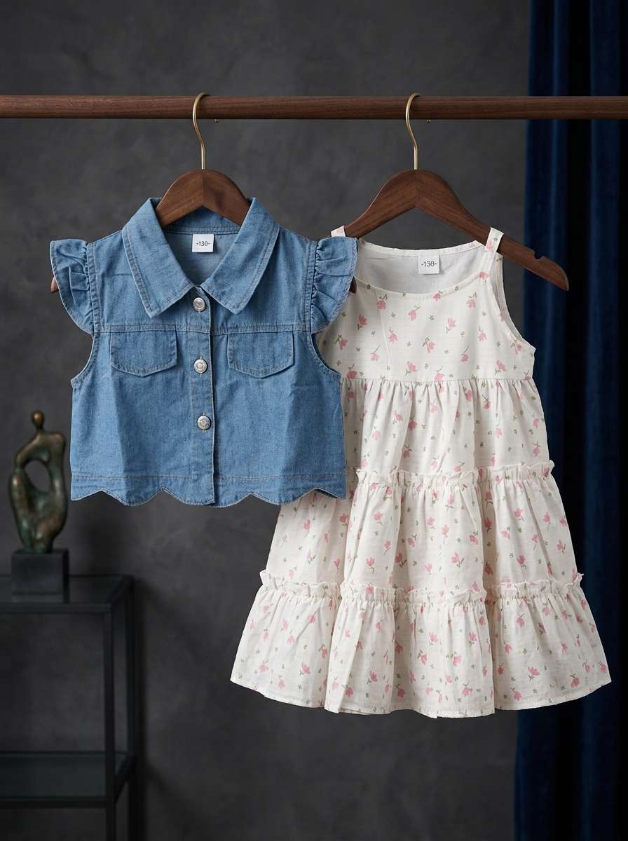 Exclusive Denim Double Set for Girls