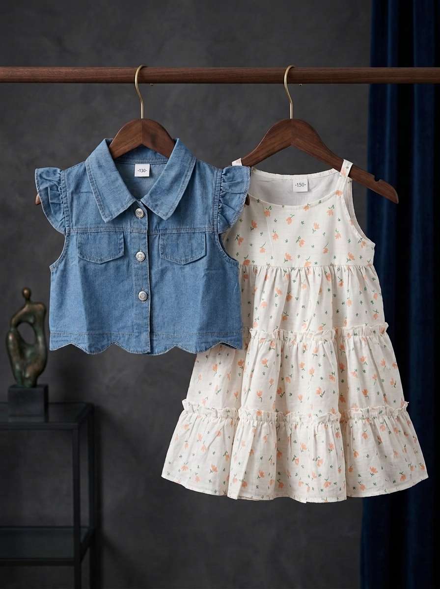 Exclusive Denim Double Set for Girls