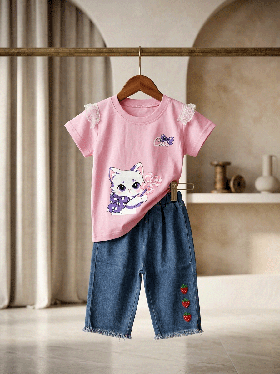 Exclusive Denim Double Set for Girls