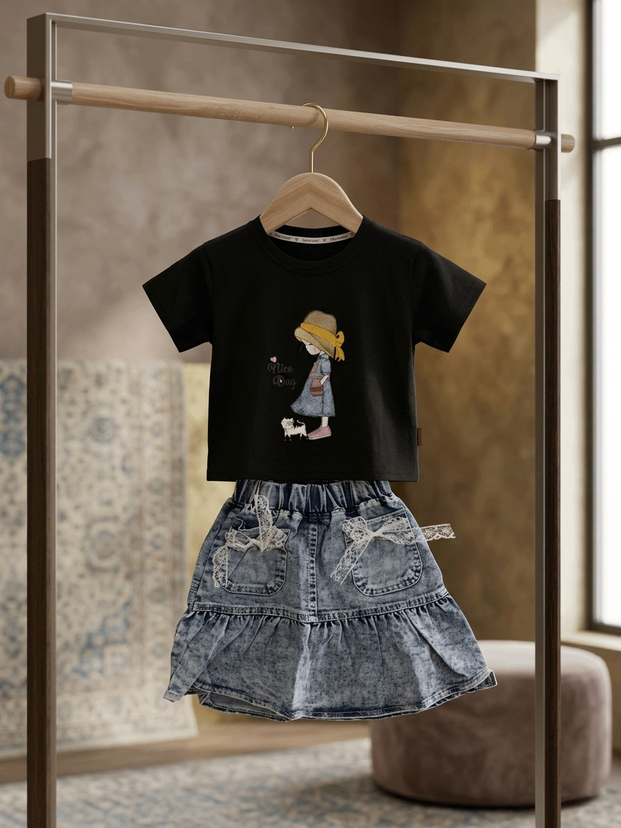 Exclusive Denim Skirt Set