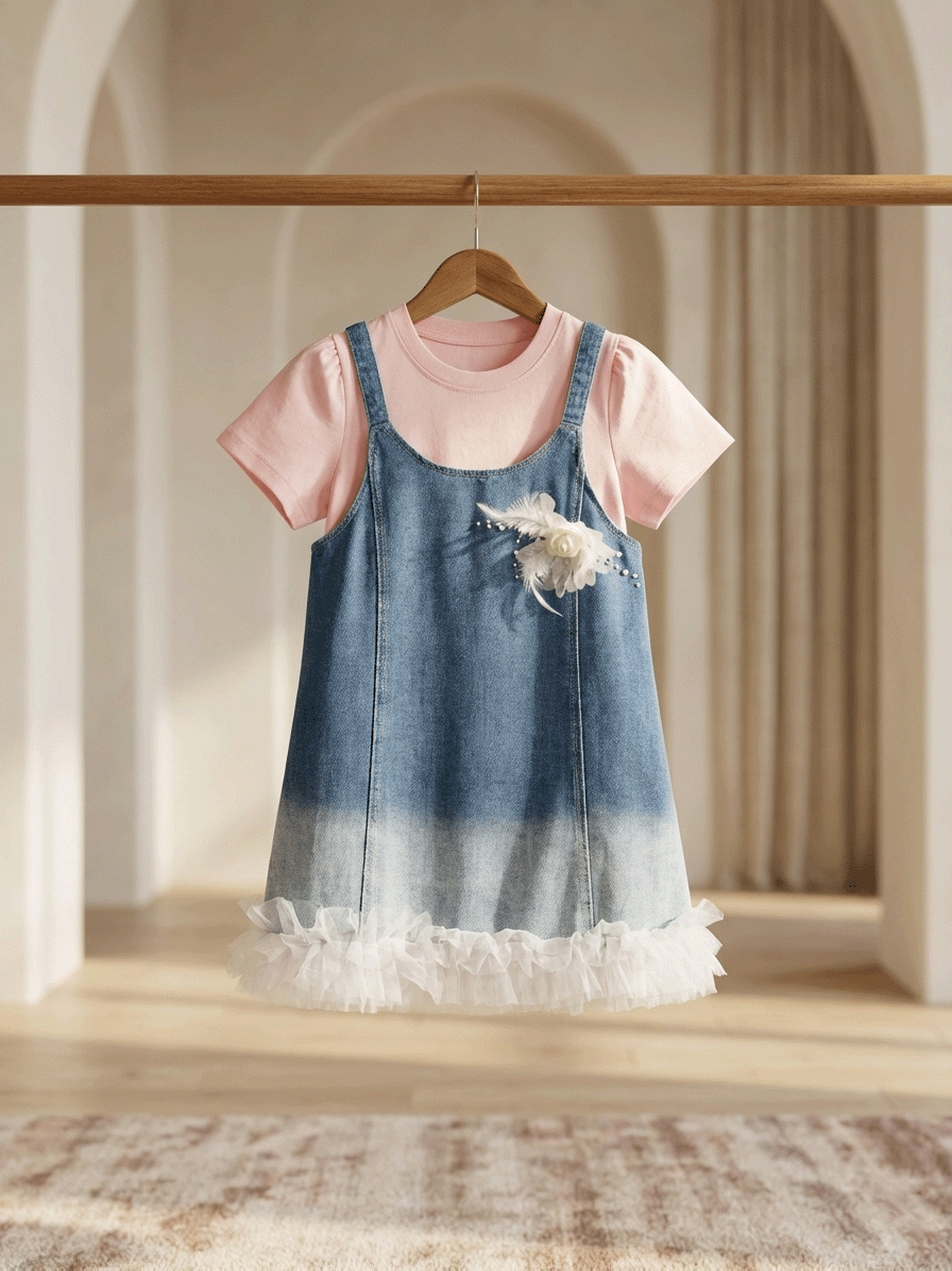 Exclusive Denim Double Set for Girls