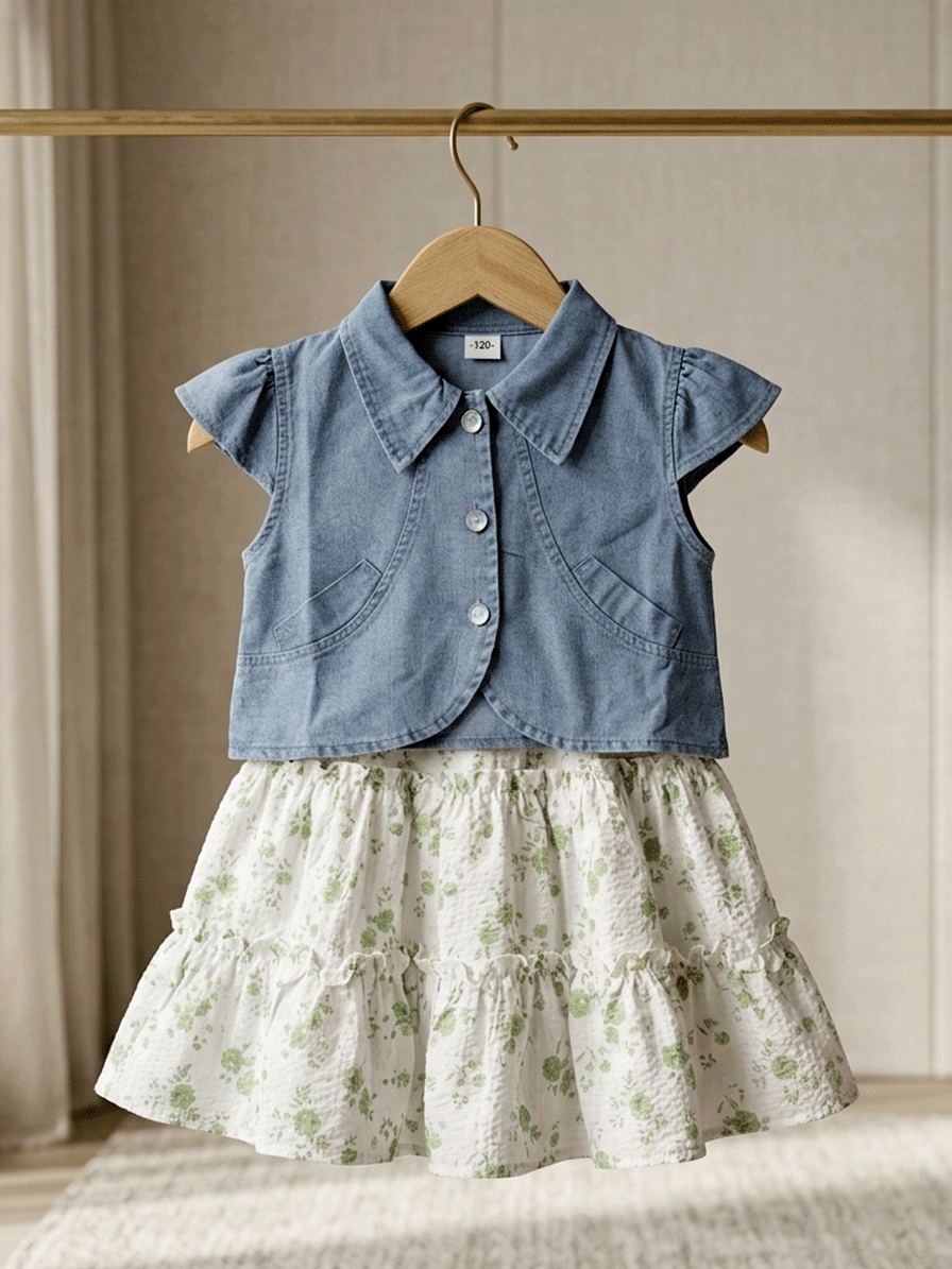 Exclusive Denim Double Set for Girls